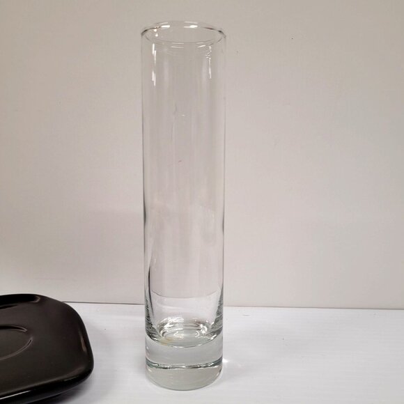 W Gronemeyer Cat Black Tray Glass Cylinder Vase German 7'' Pink Heart Signed MCM - Picture 7 of 8